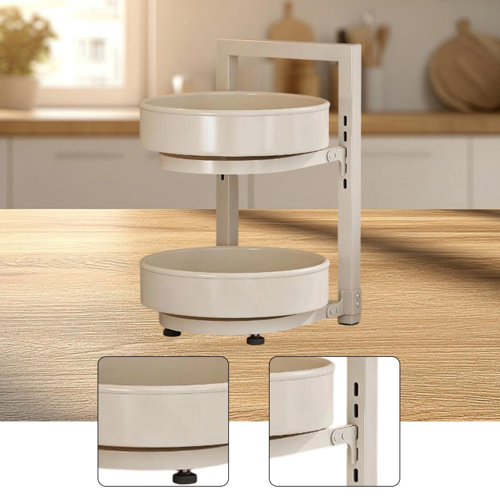 Portaspezie Organizer Ripiano Cucina Scaffale Contenitore Ferro Resistente Vassoi Portaoggetti Accessori Adatto per Cucina Sala da Pranzo, Bianco, 2 Strati