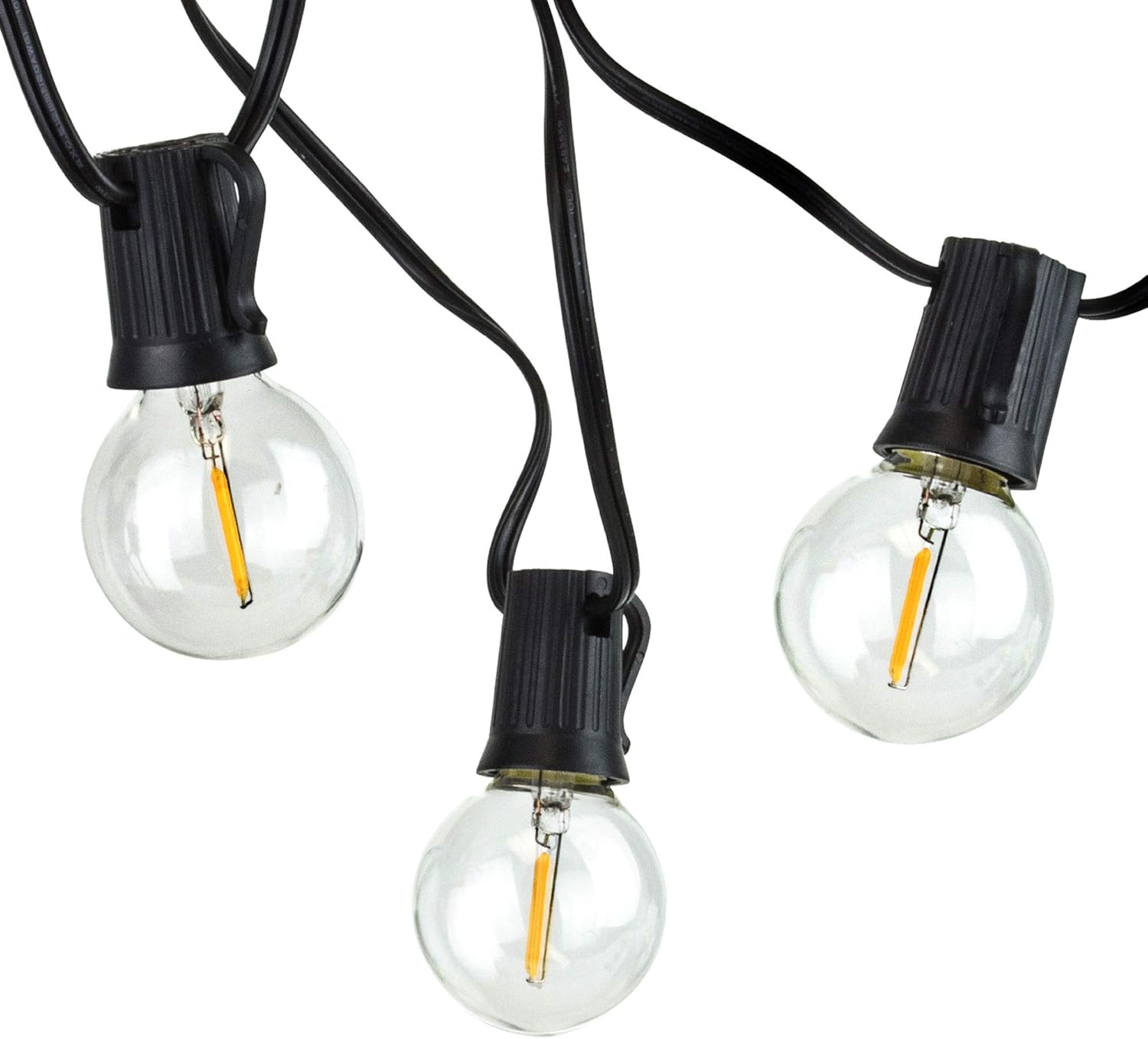 Newhouse Lighting PSTRINGLED50 Foot, 50 Socket Indoor/Outdoor String 55 LED Globe G40 (5 Free Bulbs Included), Wedding Lights, Decorations for Patios, Porches, Backyards, Decks, Bistros, 50ft - - 