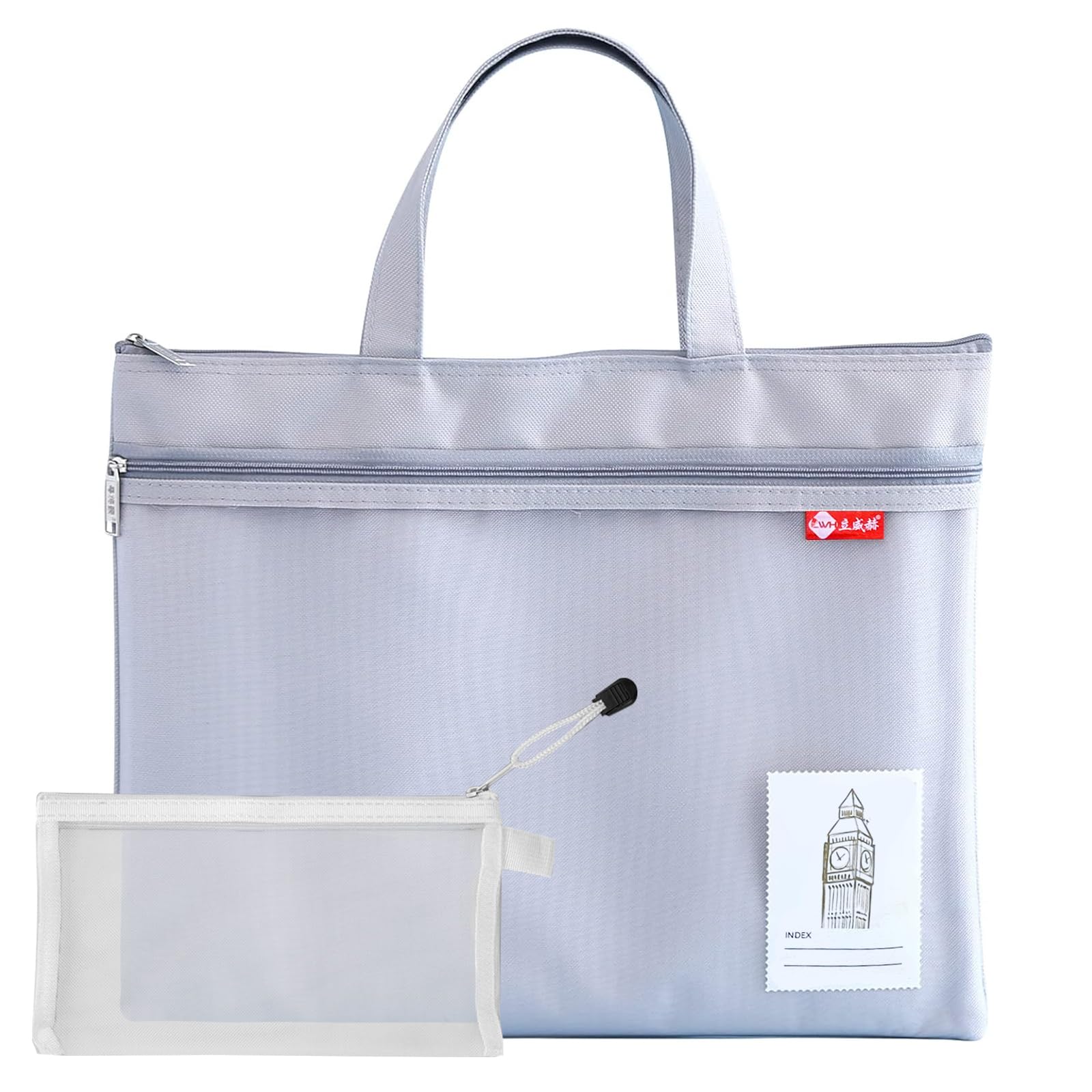 A4 Document Bag, 2 Pcs Mesh Document Bag with Handle Waterproof A4 Mesh File Zip Bag Double-Layer File Bags for Student Office Supplies