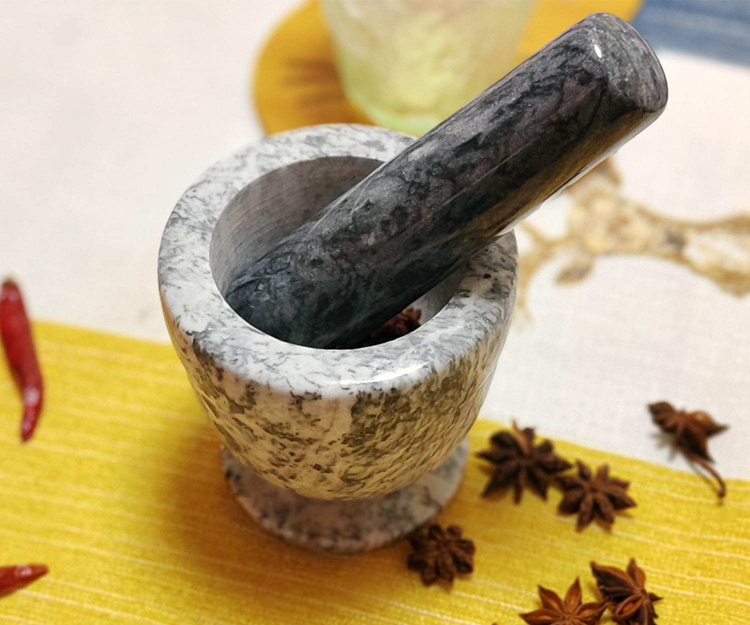 Maja de repuesto de mármol, (solo mortero [mortero no incluido]), repuesto de granito de 5.9 pulgadas, negro pulido