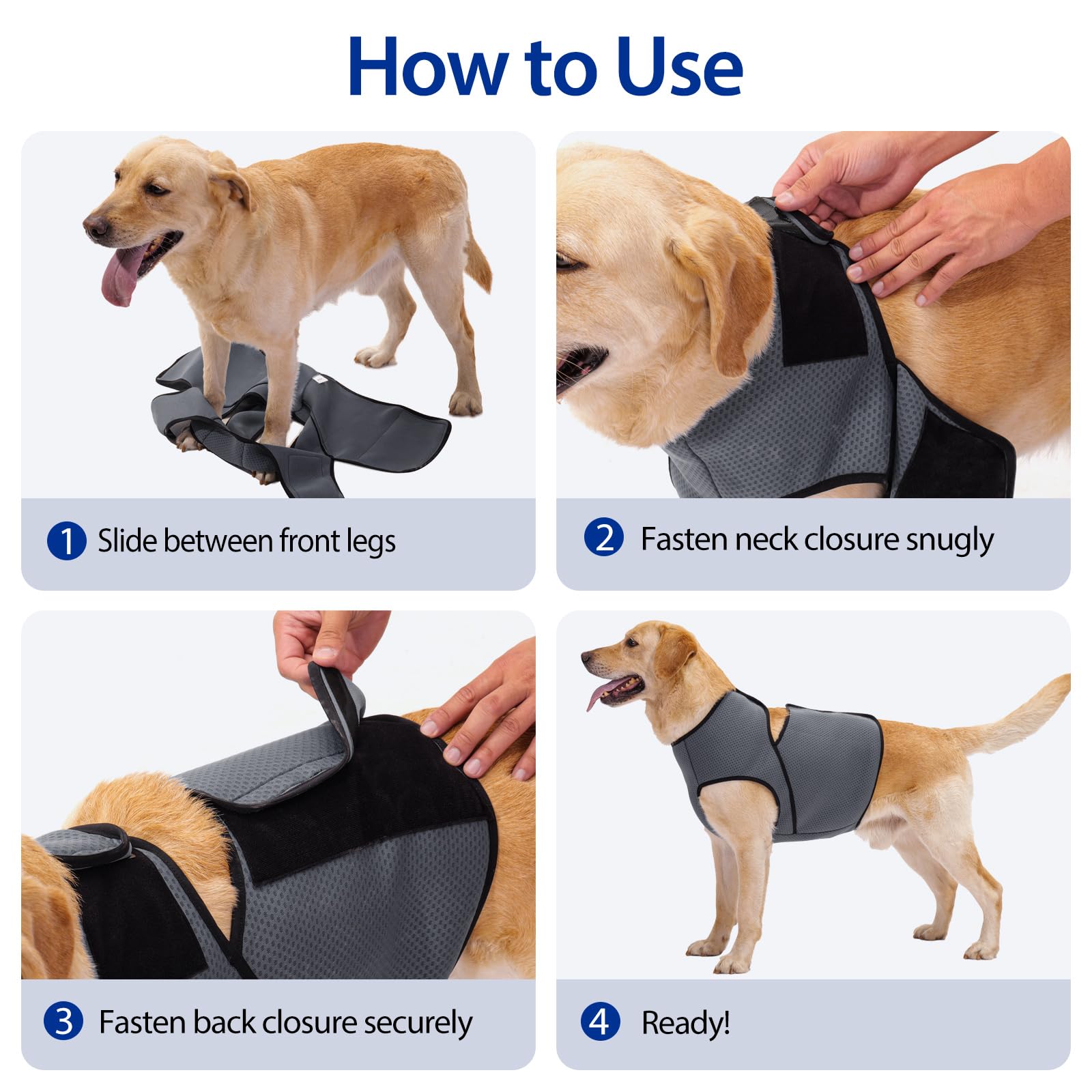 LIANZIMAU Cappotto Anti Ansia Cane-Calmante Gilet Antiansia Cani per Tuoni Fuochi e Separazione，Collo regolabile addome avvolgimento leggero giacca ansiolitica per Taglia Piccola, Media, Grande cani