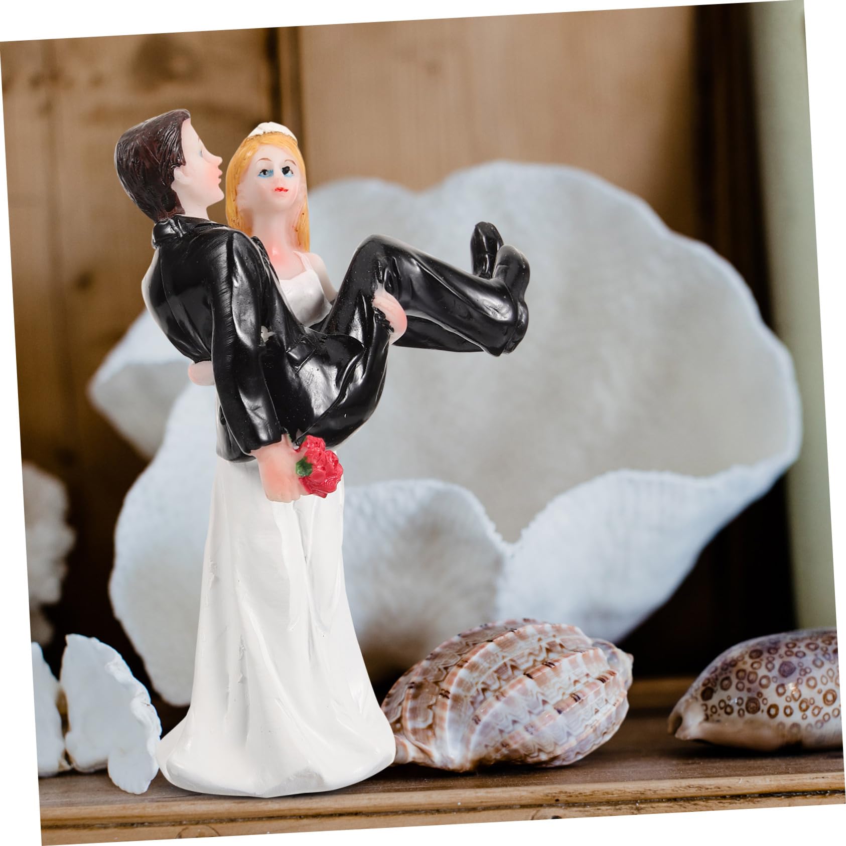 2stücke Braut Und Bräutigam Resin Statue Hochzeitsfigur Für Kuchen-Dekoration Romantisches Hochzeitsgeschenk Witziger Tortenaufsatz Schwarz-weiße Hochzeitspaar-Figurine