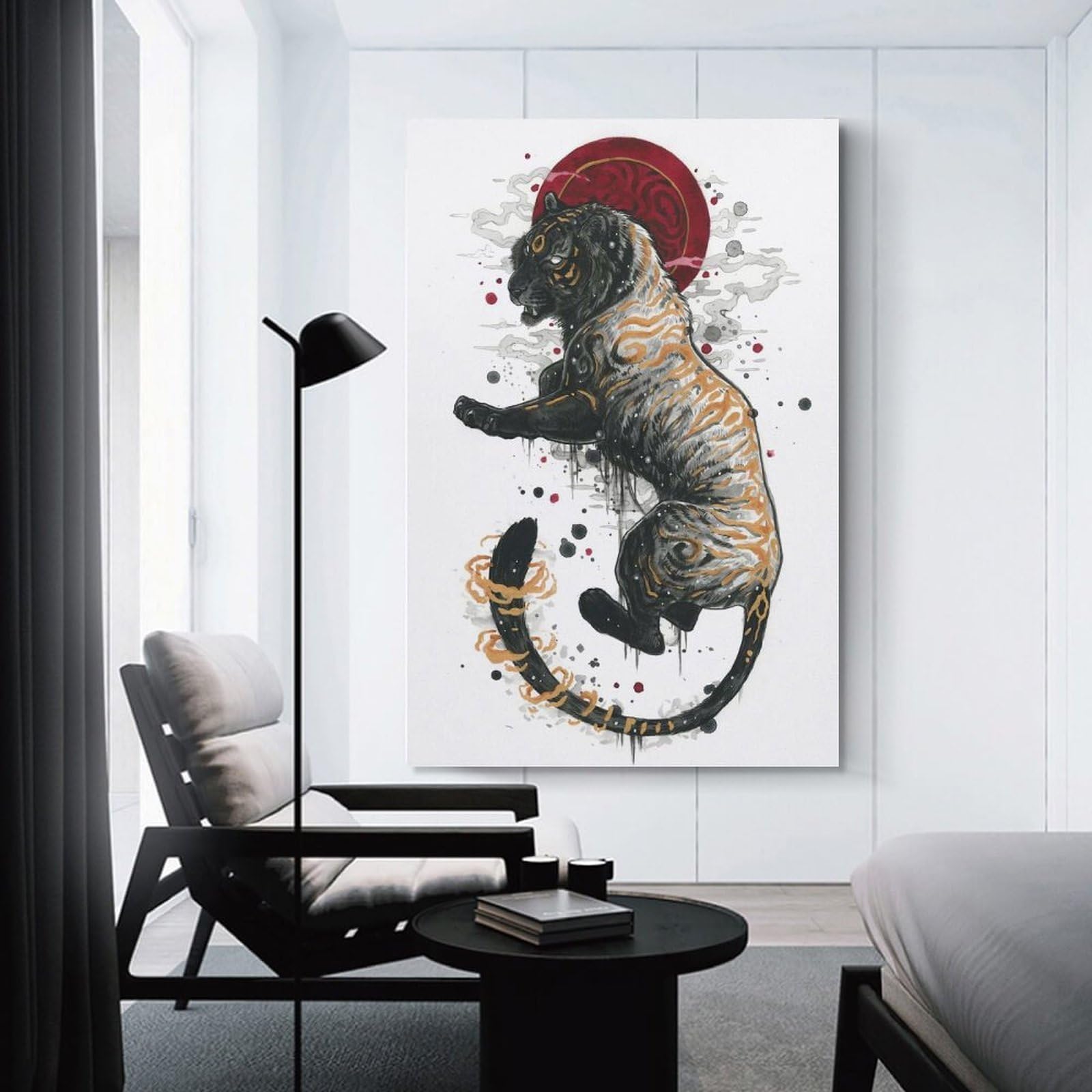 Junmoney Baihu Decorative Canvas Print, 20x30inch(50x75cm), for Hallway, Bedroom Or Modern Interiors, Gift Idea for Housewarming And Birthdays