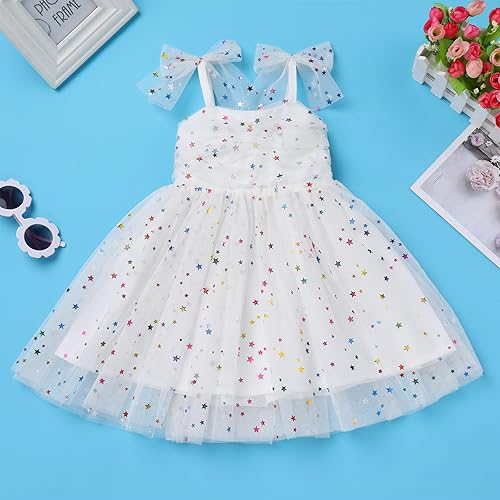 Miniatura 4 de Vestido tutú de verano para niñas pequeñas, sin espalda, vestido de princesa para fiesta de cumpleaños, lentejuelas, con volantes, tul con lazo,