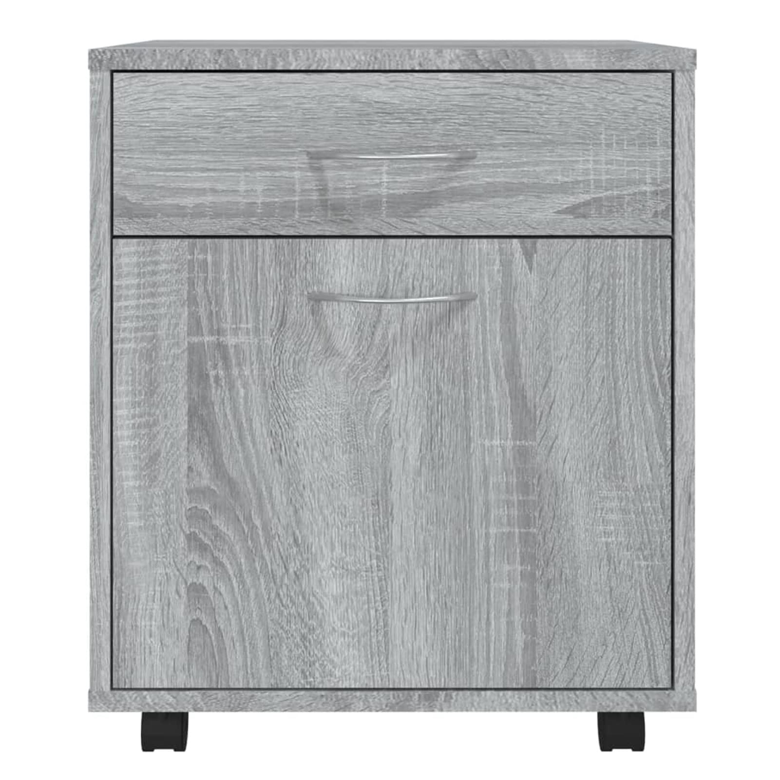 Armadietto con Ruote Grigio Sonoma 45x38x54cm Legno Multistrato,Carrello Porta Stampante,Mobiletto con Ruote,Supporto per Stampante in Legno,Classificatore per Documenti per Studio,Ufficio