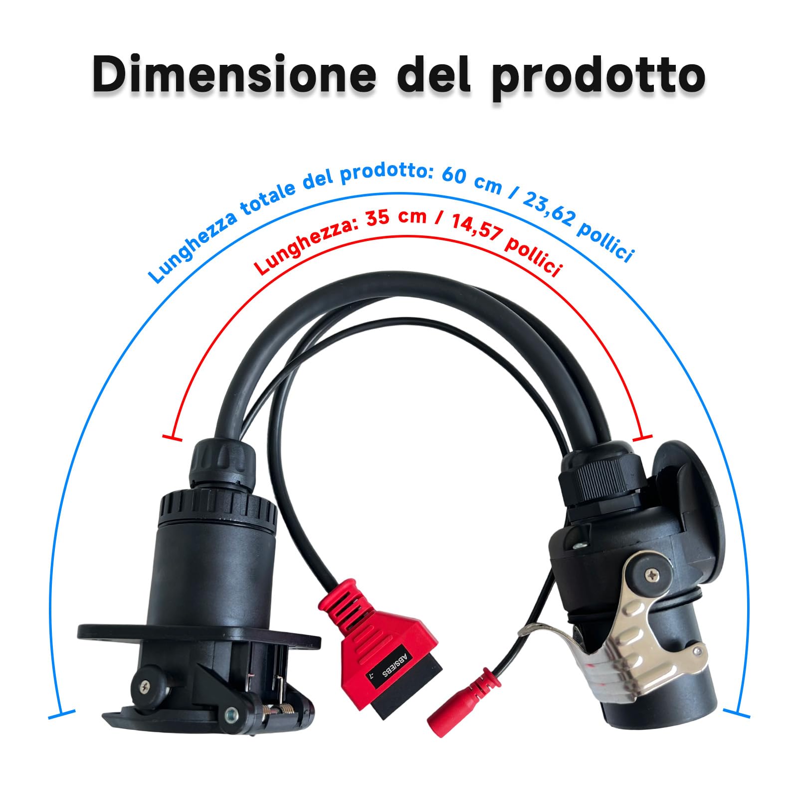 Cavo diagnostico ISO 7638 a 7 pin (EBS/ABS), adattatore per rimorchio e camion, collega per diagnostica rimorchio Autocom per Bosch e camion OBD2, supporta K-Line, CAN, CAN 5V