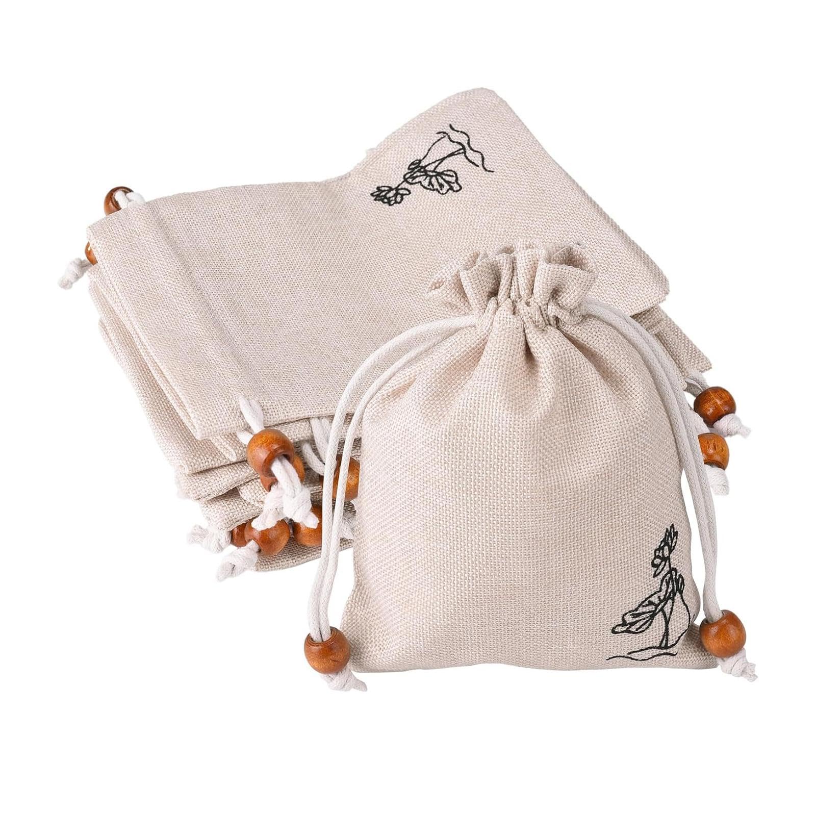 15 Pieces Cotton Drawstring Bags Cotton Storage Bags for Party Home Supplies-image-42