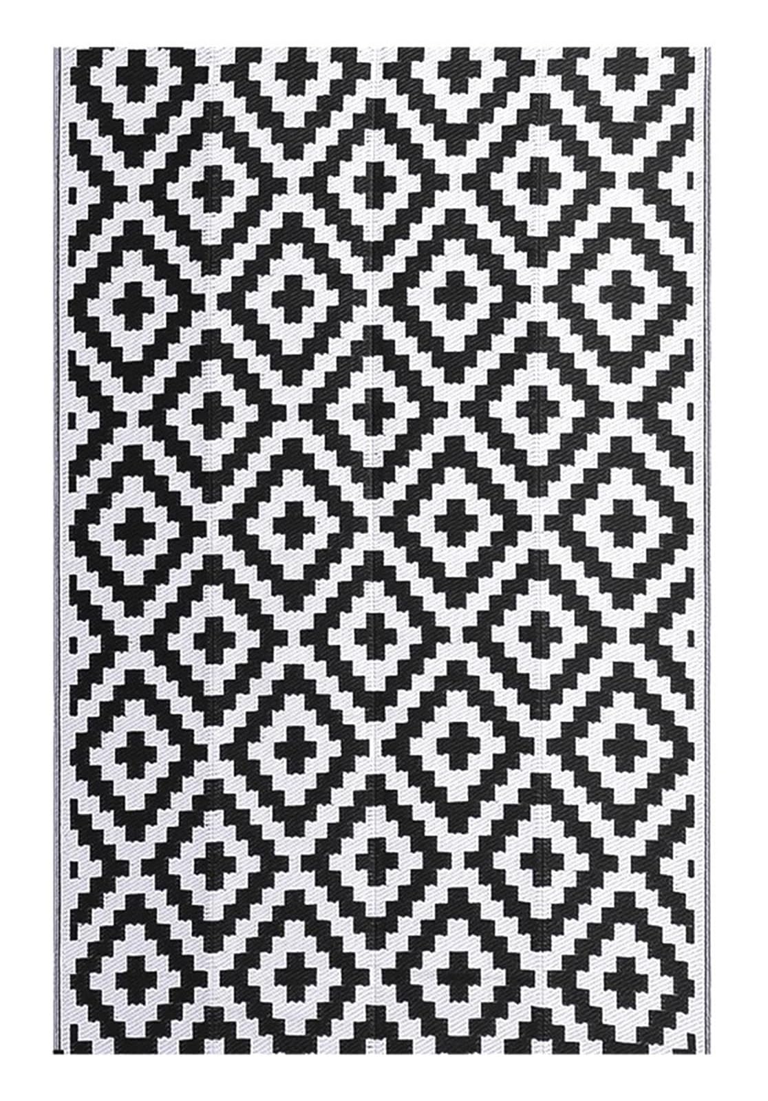 Dywan na zewnątrz, Dywaniki zewnętrzne na taras, kemping, piknik, balkon, do ogrodnictwa, kempingu(Black White,9X12inch(270x360cm))