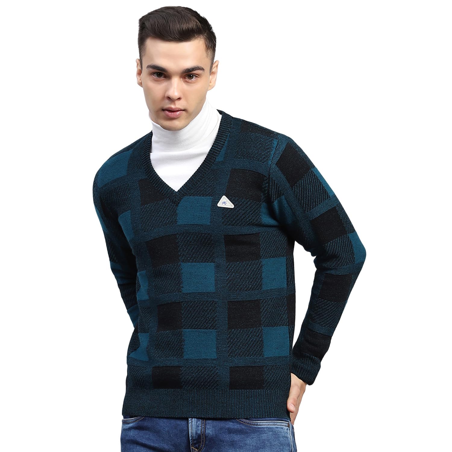 monte carlo Monte CarloMens Checkered V Neck Full Sleeve Pullover (1243232VN)-picture-11