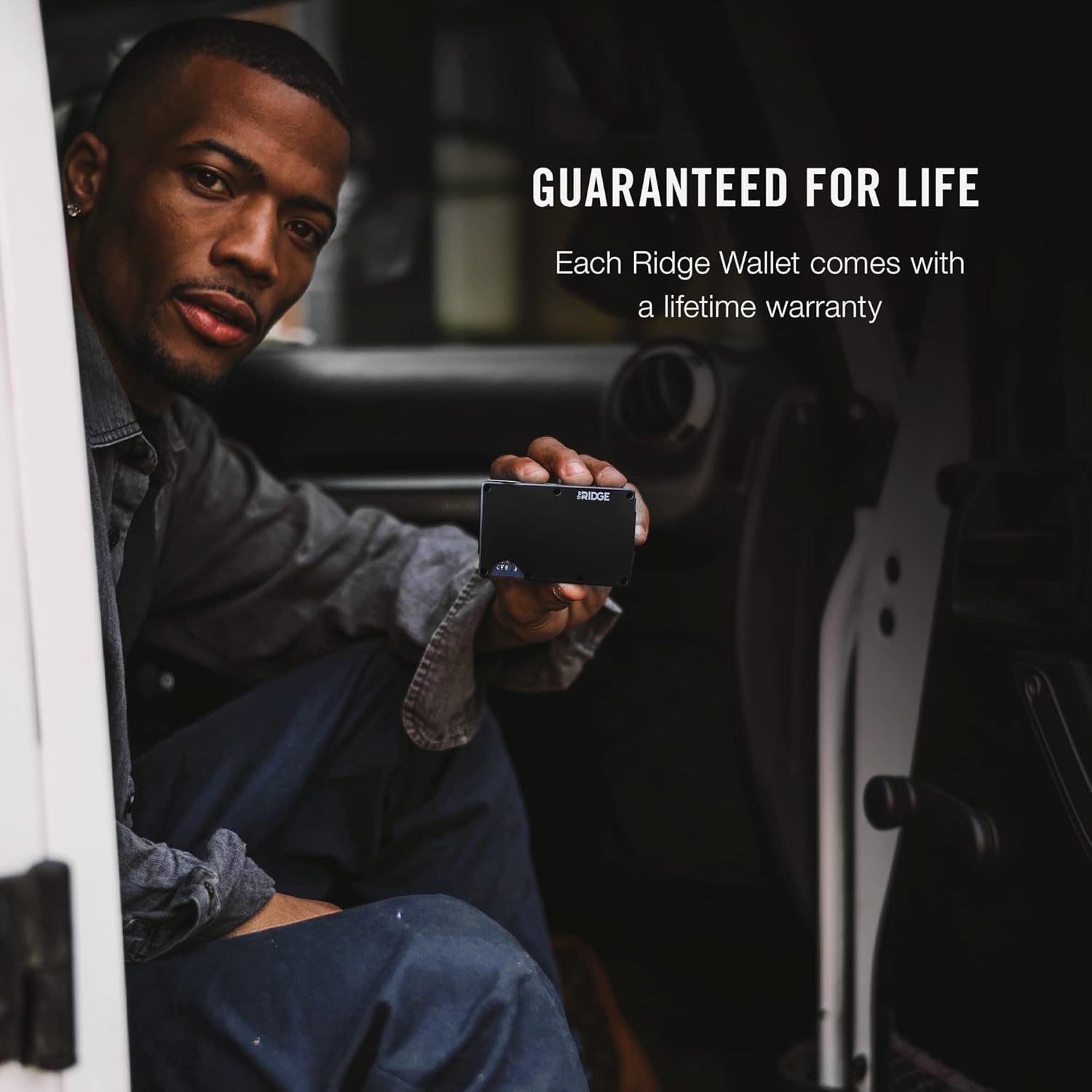 Vista 2 de The Ridge Cartera minimalista delgada para hombre, con bloqueo RFID, bolsillo frontal y tarjetero, Negro
