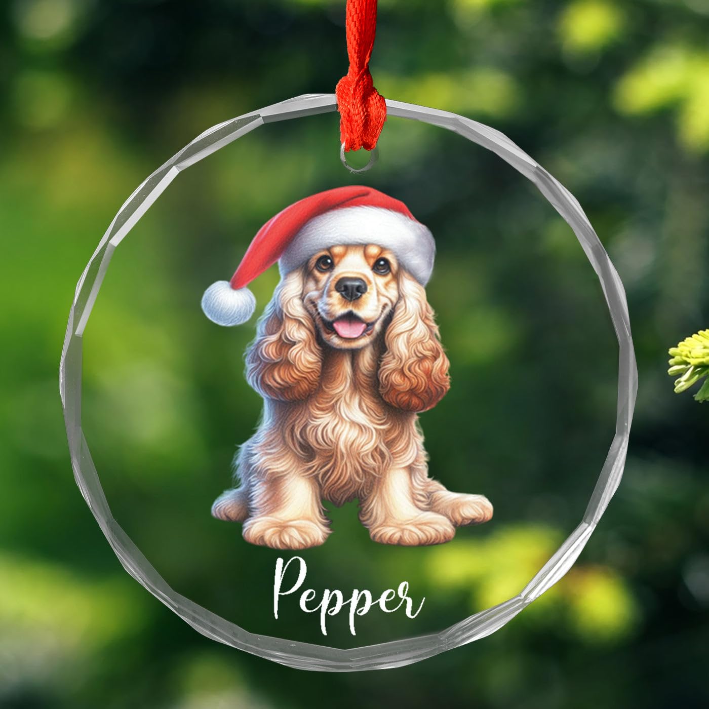 Cocker Spaniel Dog Glass Ornament Christmas 2025, Personalized Name Cocker Spaniel Owner Xmas Ornament Gift, Customized Cocker Spaniel Glass Ornament for Cocker Spaniel Lover, Cocker Spaniel Ornament