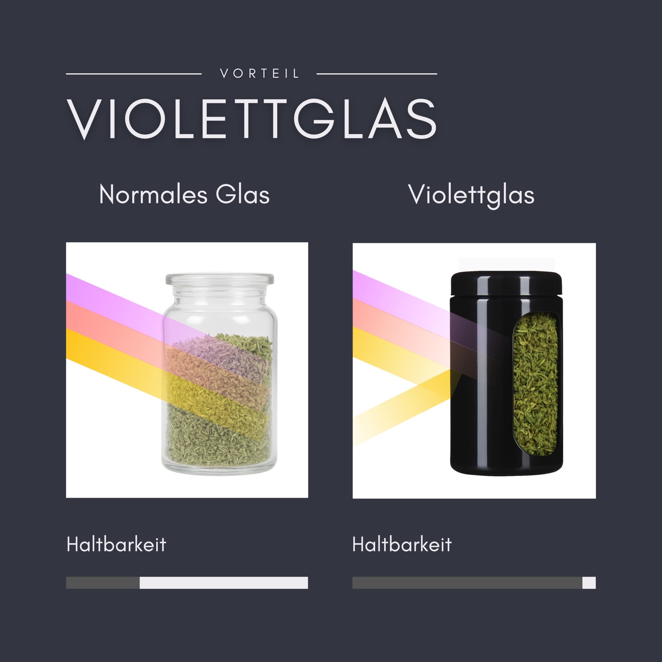 ANCEVIA edles Violettglas Vorratsglas 250 ml – 6er Set (70/400) luftdichte Vorratsdose mit Deckel | Miron Aufbewahrungsgläser, Glasbehälter mit Deckel für z.B. Nüsse, Zucker, Tee & Kräuter