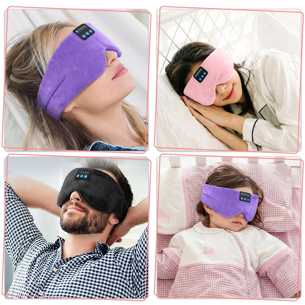 Flintronic Mascherina per Dormire con Cuffie Bluetooth, Mascherina per Dormire in Seta e Fascia, Maschera Occhi per Dormire per Bloccare la Luce, per il Sonno, Viaggi, Pisolino, Meditazione