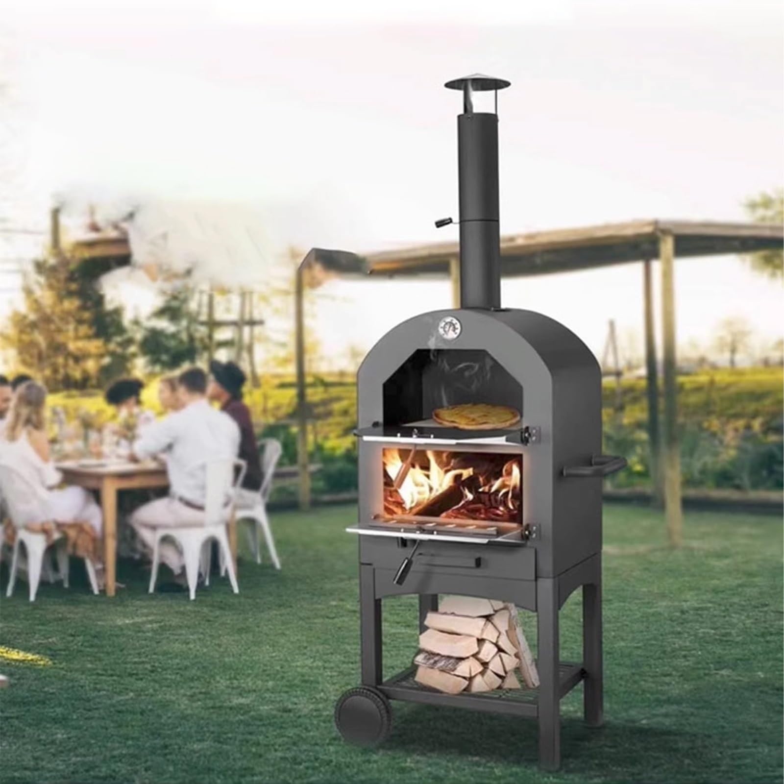 Cucina a Legna con Forno con Ripiani Cassetto Raccoglipolvere Stufa a Legna Economica per Cucinare Forno Multifunzione Adatto per Campeggio e Attività All'aperto