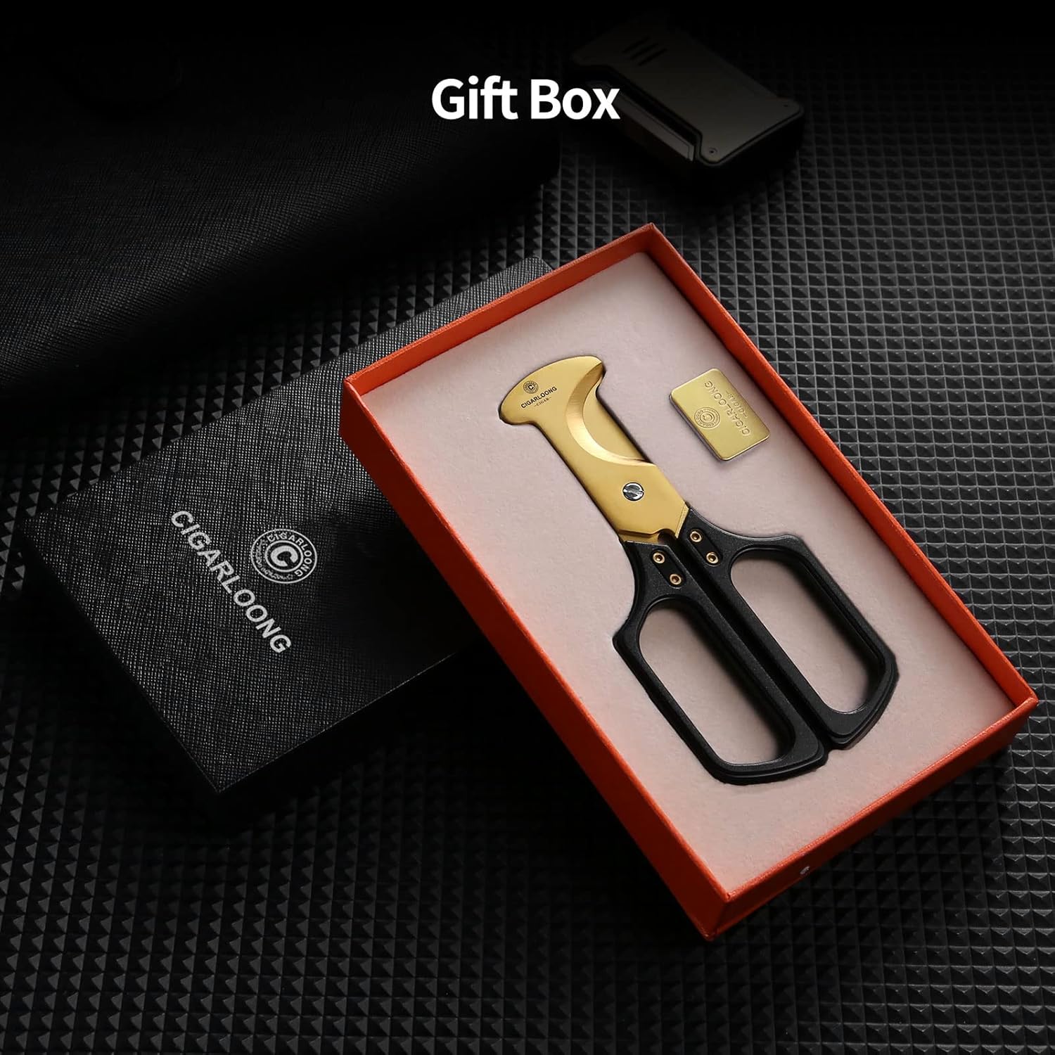 CIGARLOONG シガーはさみ ブラック ステンレススチール ダブルブレード シガーカッター ギロチン ギフトボックス付き