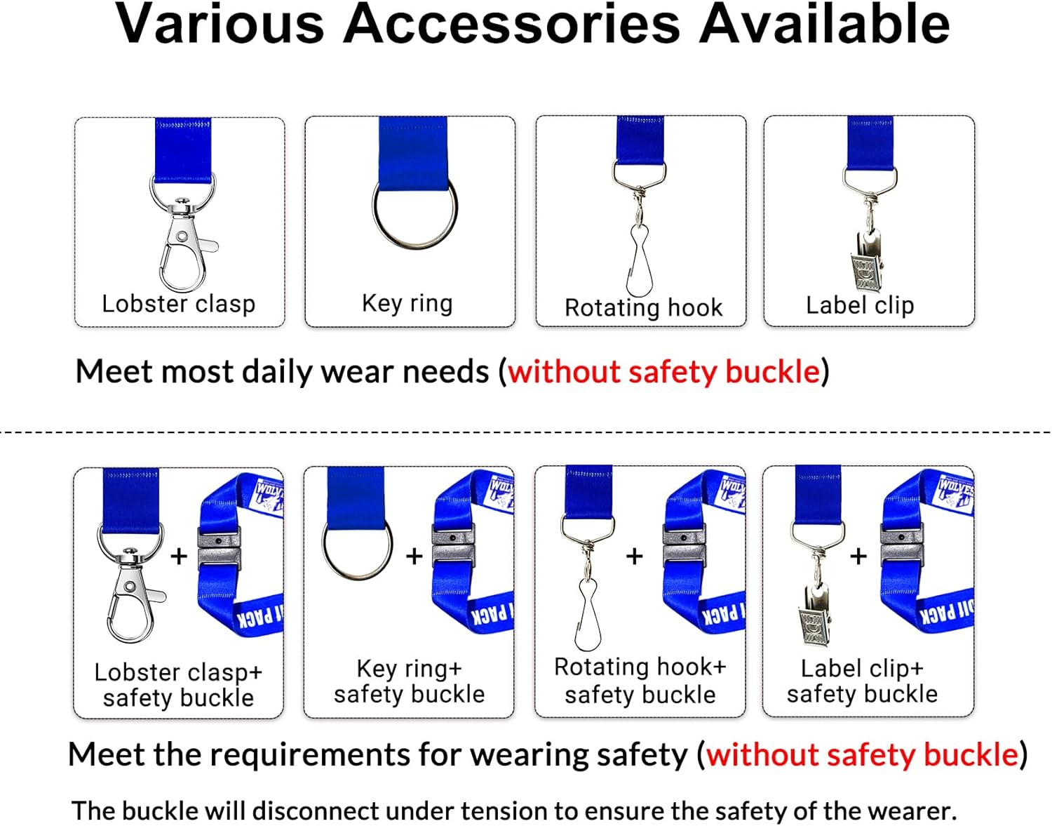 10-10000 Pcs Custom Lanyards Personalized for ID Badge Teacher Student Office Staff Company Event, Polyester Lanyards Customizable Logo Text Clipart Picture - Image 5