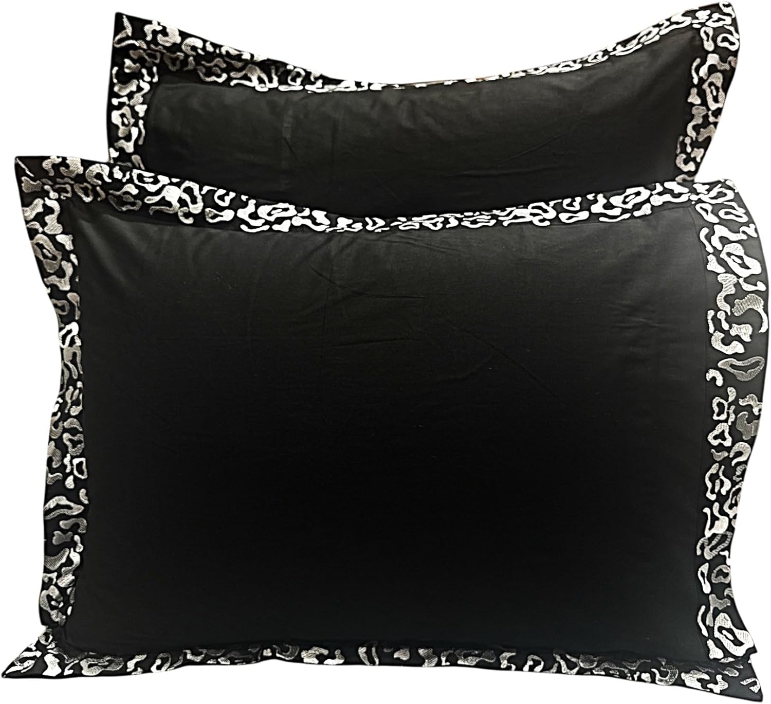 100% Cotton Burbank Black Embroidered Pillow Shams- King Size (20x40 Inches) Soft & Breathable Pillow Covers- Set of 2