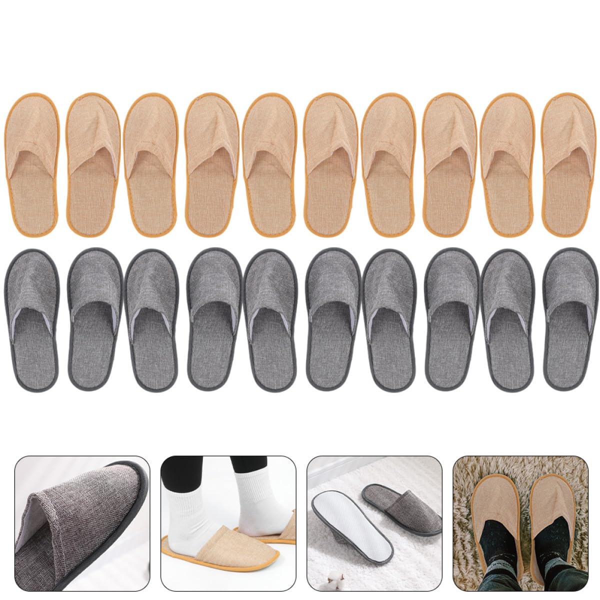 10 Pares de Zapatillas de Casa Cerradas para Hombres y Mujeres, Portátiles y Plegables Suelas Cómodas de Eva, Ideales para Viajes y Visitas a Salones de Uñas