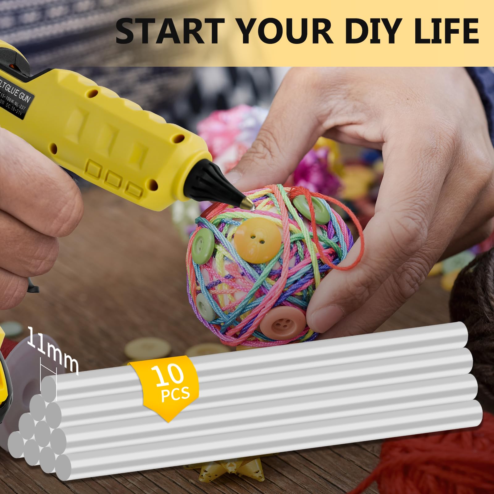 Pistola per colla a caldo senza fili per DeWalt, batteria da 20 V, 100 W, LED digitale, senza fili, con 10 bastoncini di colla, pistola per colla portatile resistente per fai da te, artigianato (senza
