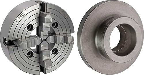 CME - Portabrocas de torno independiente de 4 mandíbulas de 10 pulgadas con placa trasera semiacabada, máquina para ajustar, mandíbulas reversibles