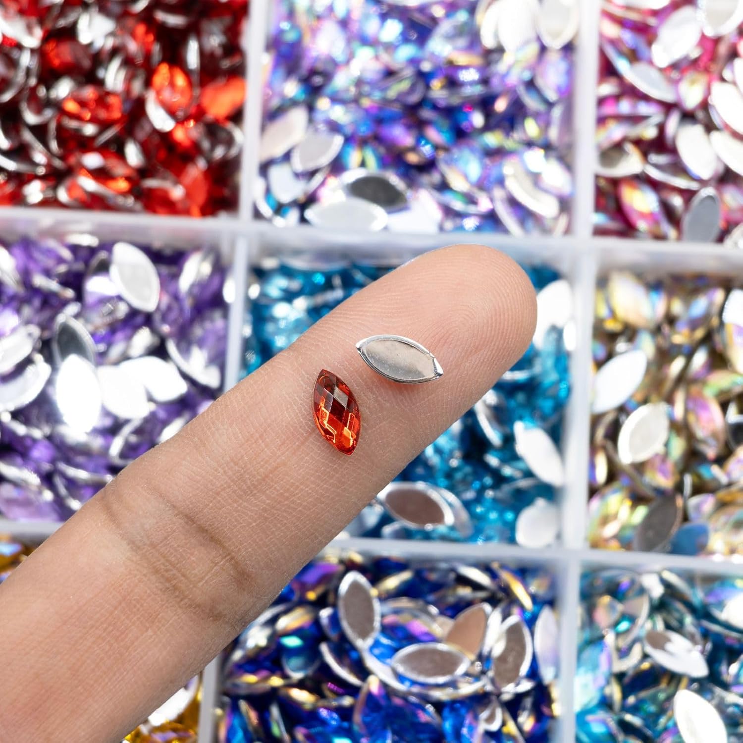 Summer-Ray Enchanting Acrylic Cat Eye Rhinestones - 4500-Piece 15-Color Collection in Storage Box