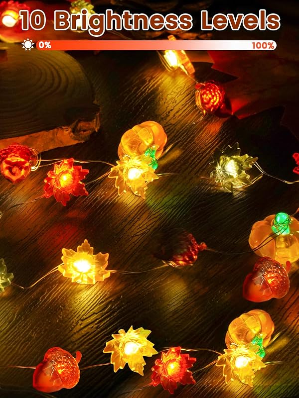 2 Pack 30 LED Fall Decorations, String Lights Battery Operated with Remote by BOSSERN - Used condition - Image 5