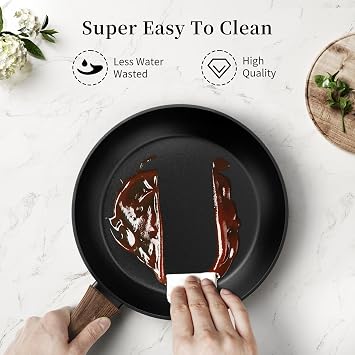 Innerwell Non Stick Frying Pan, Frying Pan Nonstick Egg Pan Non Toxic, Small Skillet Pans Omelette Pan, Induction Compatible, PFOA Free Healthy Pans(8 Inch, Black)