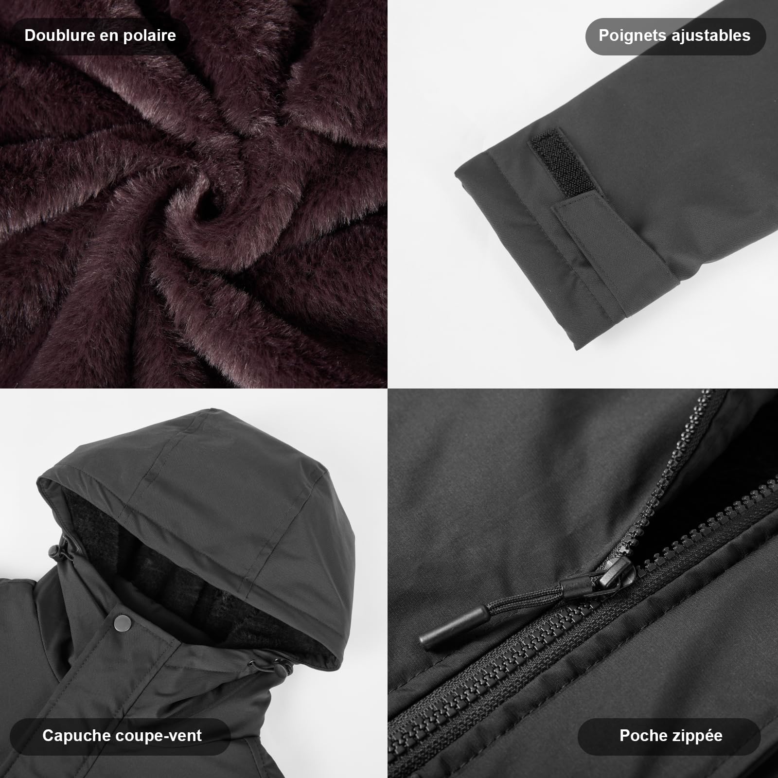 Graphène Veste Chauffante Homme avec Doublure Polaire, Batterie HD 20000mAh 7.4V, 6 Zones de Chauffe et 3 Températures, Blouson Chauffant Homme d'hiver Imperméable et Coupe-vent pour Ski