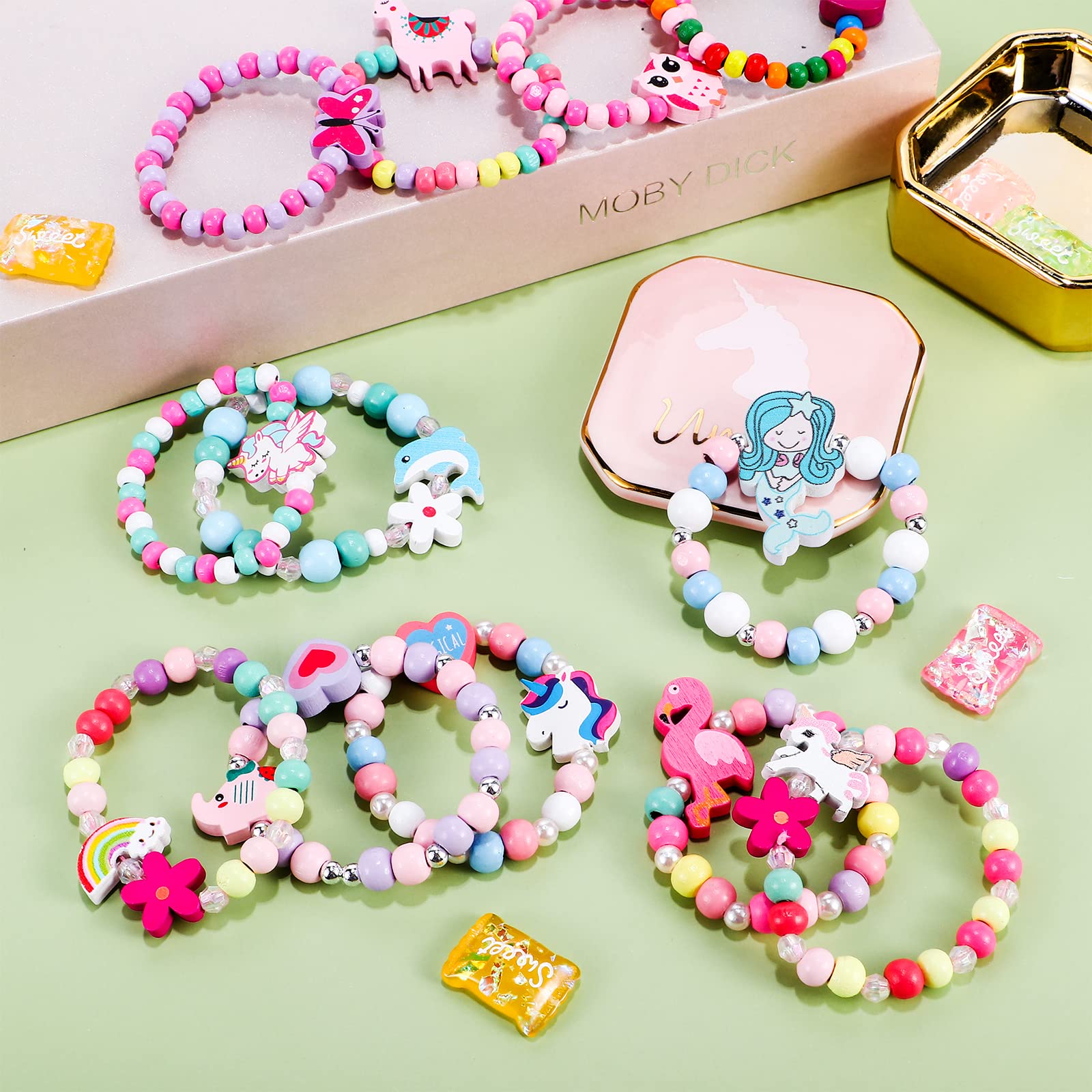 Enfants Fille Coloré Bois Bracelets Enfants Élastique Montre Bracelets