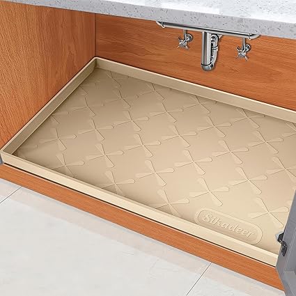 SIKADEER 25" x 22" Under Sink Mat Waterproof, Silicone Mat Kitchen Drawer Shelf and Cabinet Liner, Sink Protector for Kitchen Organizers and Storage, Boot Tray Pet Food Mats