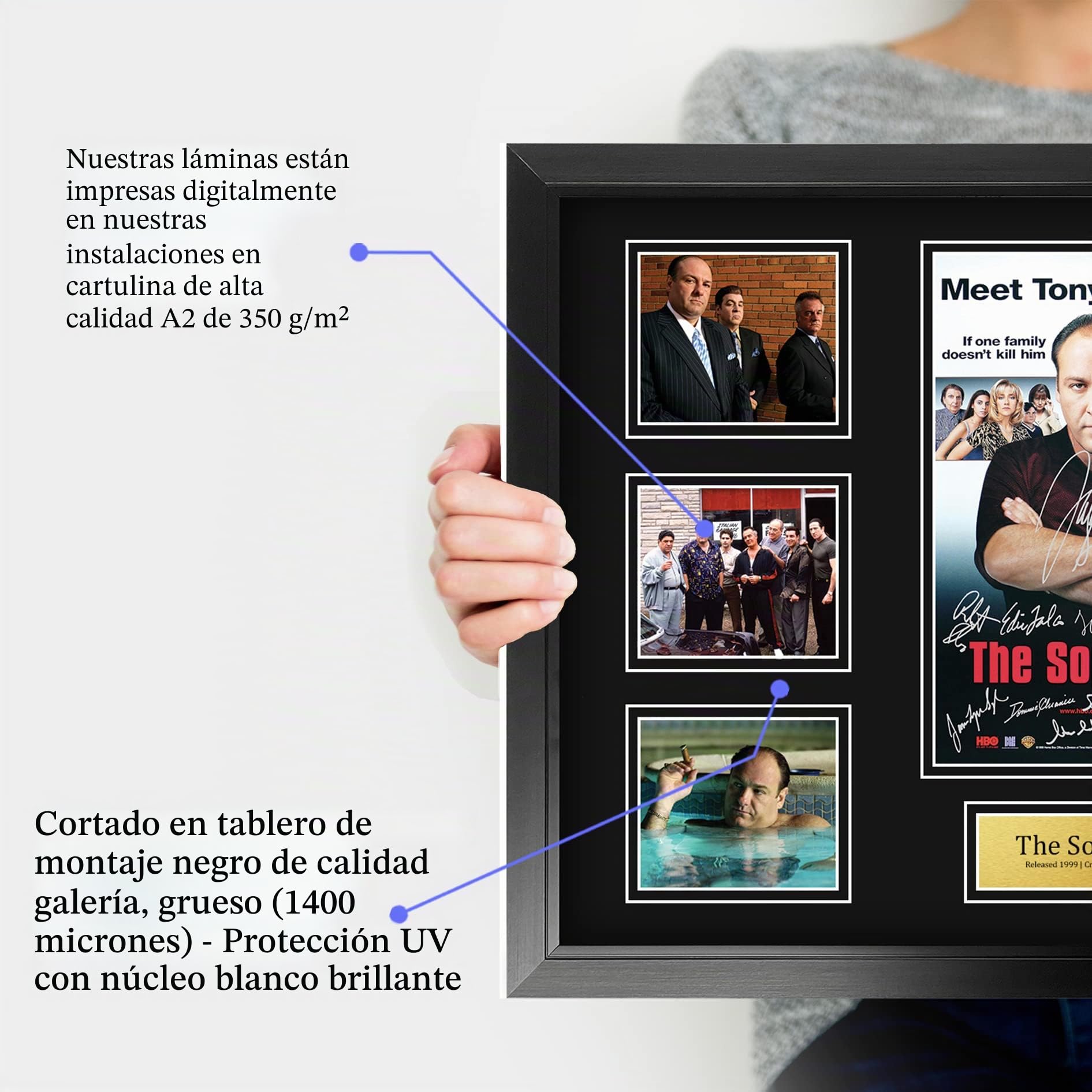 HWC Trading The Sopranos Los Regalos Imprimieron La Exhibición Firmada Del Montaje De La Foto De La Presentación Del Autógrafo Para Los Fans De La Demostración De Serie De Televisión - A2 Enmarcado