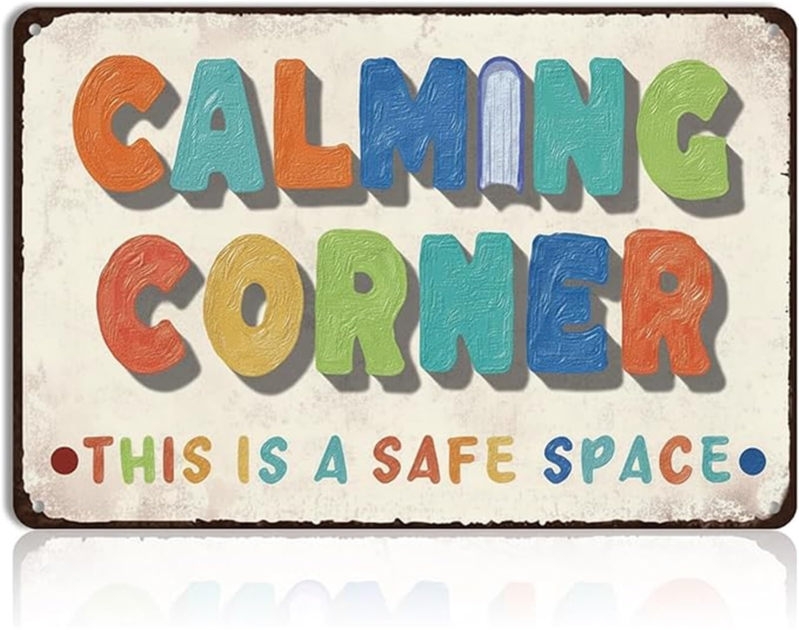 AUOQKQUT Calming Corner Metal Sign Safe Space Mental Health Office Decor Classroom Counselor Room Room Vintage Tin 8 X 12 in