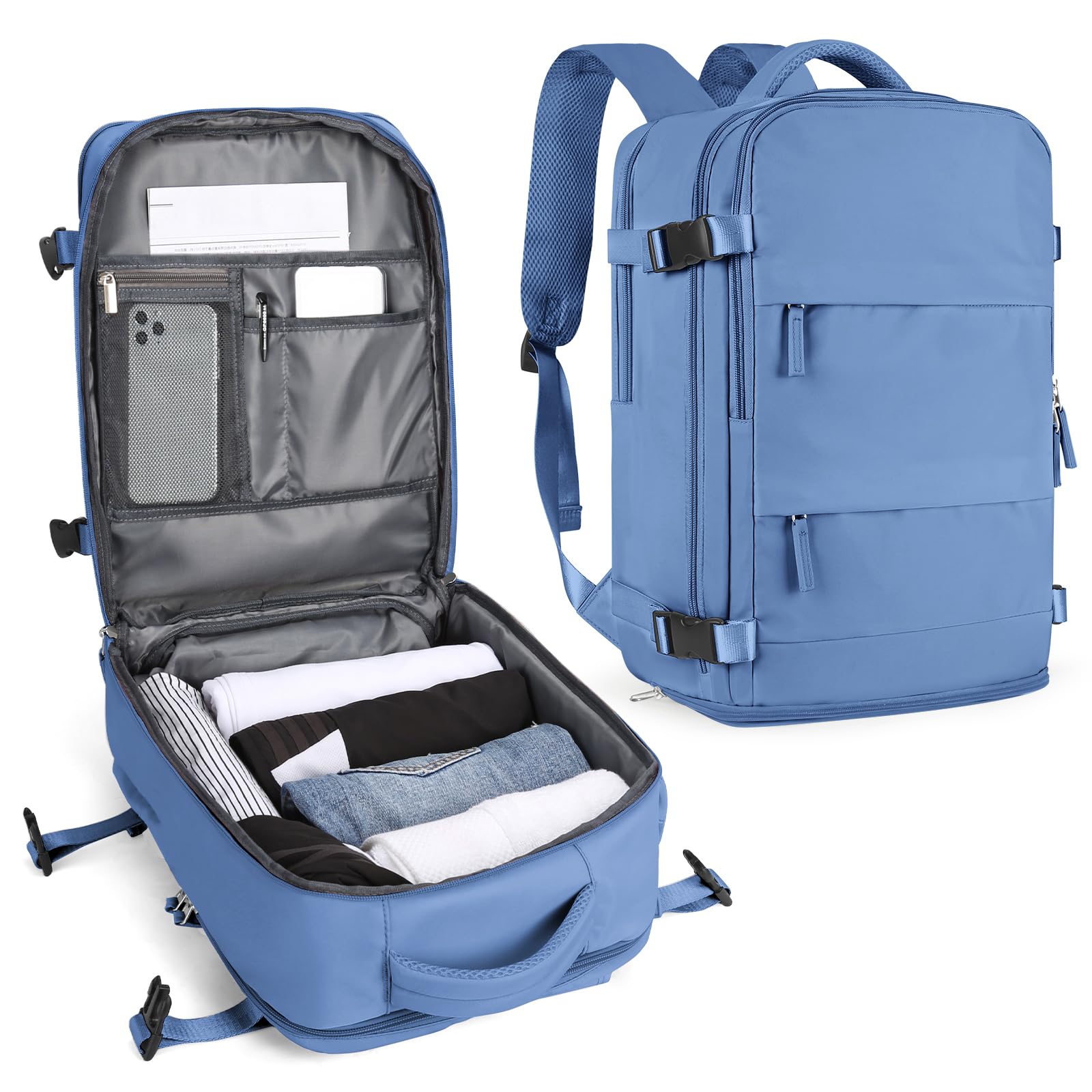 SZLX Mochila al Vacio con Bomba Equipaje de Mano 40x30x20 Ryanair Vueling Wizzair Easyjet Mochila Viaje Cabina Avion 40x20x25 Ryanair Mujer Mochila de transporte Impermeable para Computadora Portátil — view 25