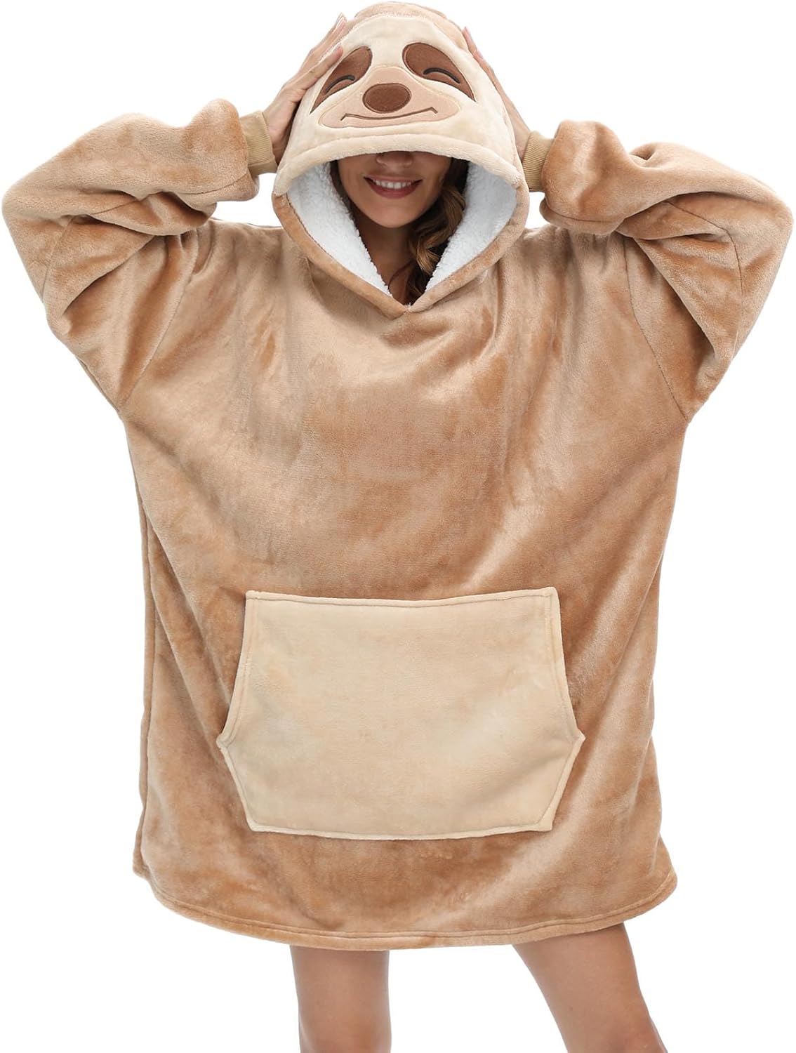 chuangminghangqi Outsized Hoodie Blanket Sweatshirt Heat Plush Pocket Blanket Hoodie for Males and Ladies Present Concept, XL