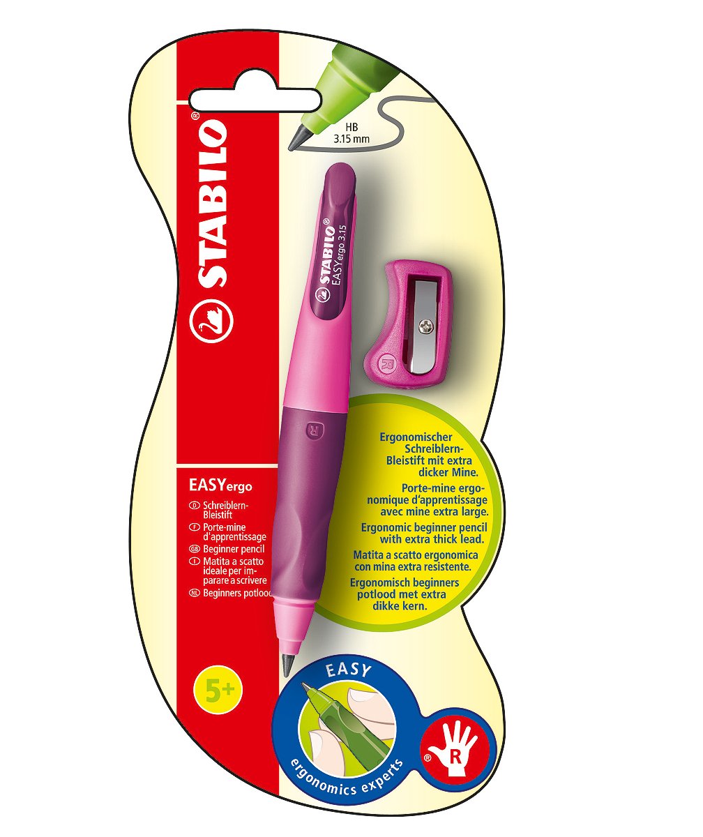 Stabilo EASYergo 3.15mm Right Handed Retractable Pencil - Light Pink/Dark Pink