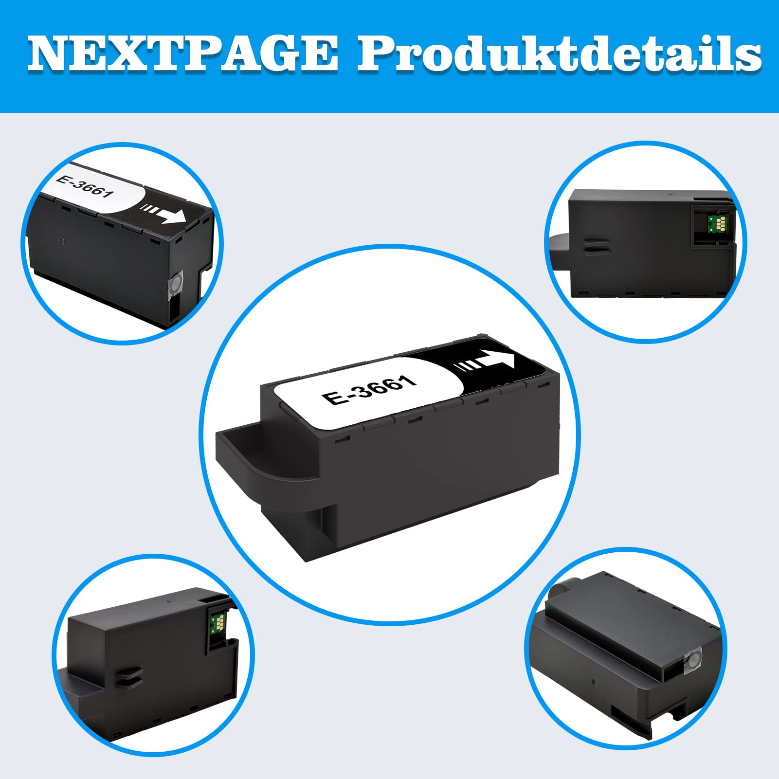 Nextpage T3661 Scatola di manutenzione C13T366100 Compatibile con Epson Xp 6000 XP-8500 XP-8505 XP-8600 XP‑8605 XP-15000 XP-6000 XP-6001 XP-6005 XP-6100 XP-6105 XP-9705 Stampante (T366) 61 scatola di