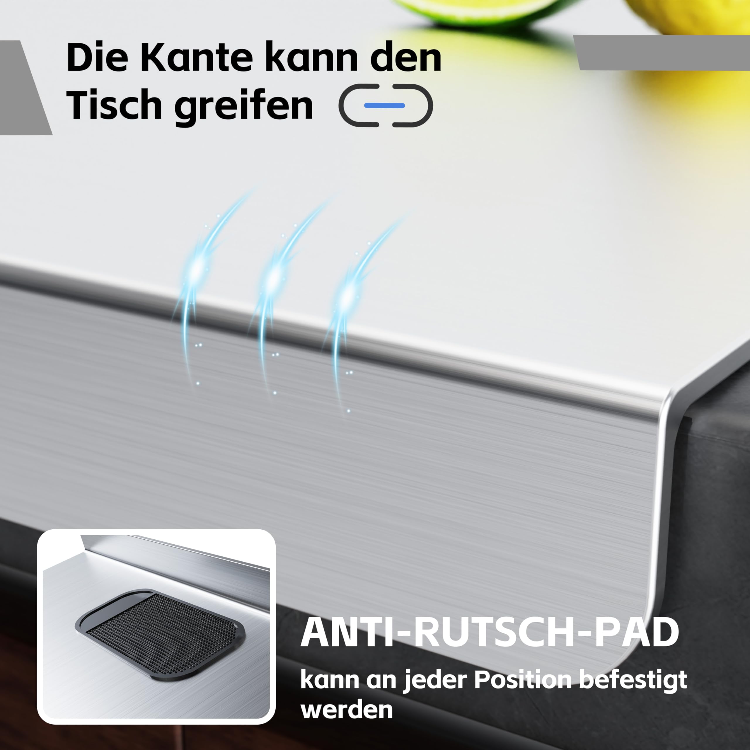 Edelstahl Schneidebrett, Arbeitsplatte Knetbrett Edelstahl Für Kneten & Backen, Küchenplatte, Nudelbrett, Backbrett, Teigbrett mit Anschlagkante, Schneidebretter Metal zum Kneten Küche (50X50cm)