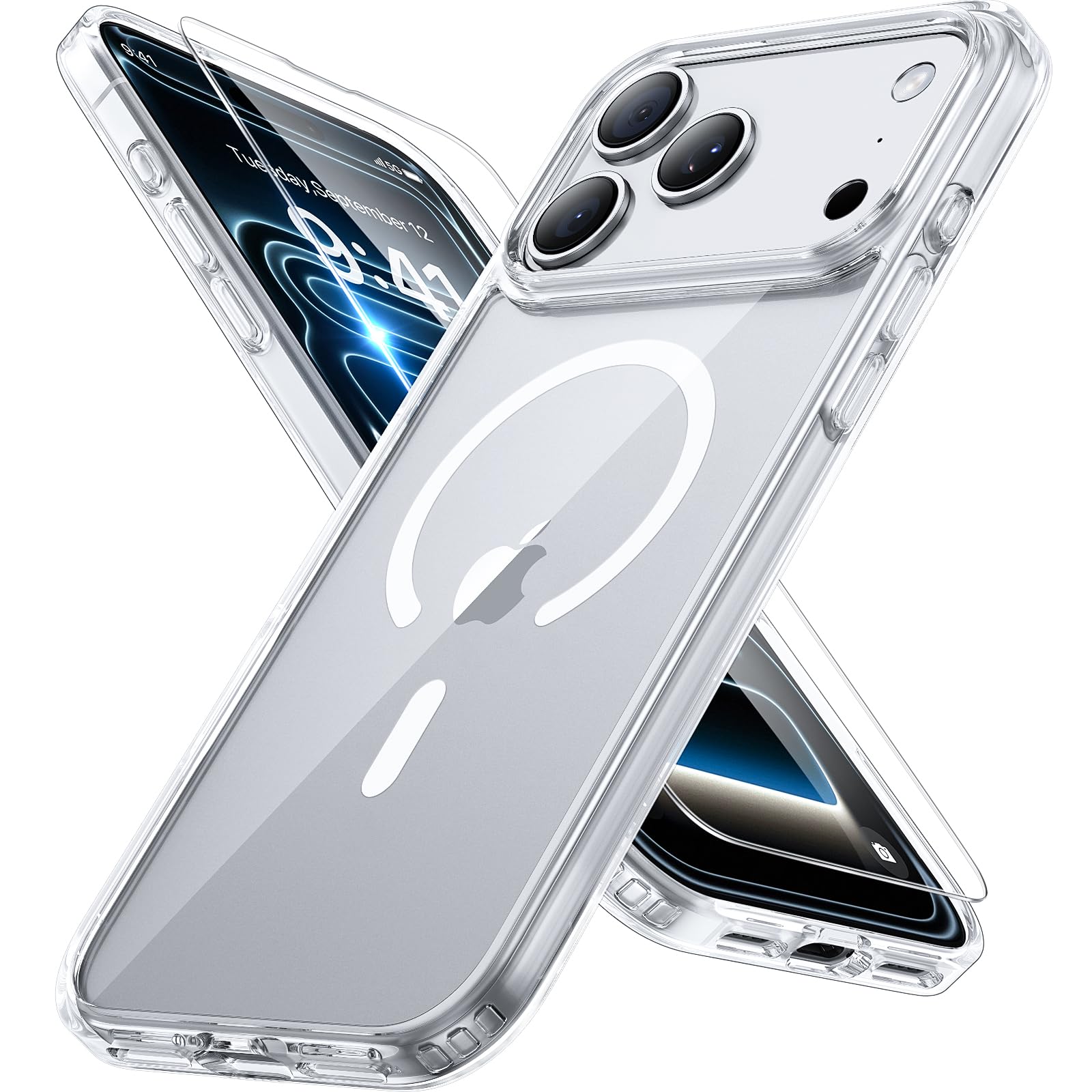 Miracase for iPhone 17 Pro Max Case with MagSafe [with 9H+Screen Protector] Military-Grade Protection Shockproof Scratch-Resistant with Velvet Touch for iPhone 17 Pro Max Cover 6.9", Matte-Deep-Blue — view 43