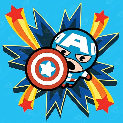 DIAMOND ART CLUB Kit de pintura de diamantes en lienzo del Capitán América, 13" x 13" (32.8 x 32.8 cm)