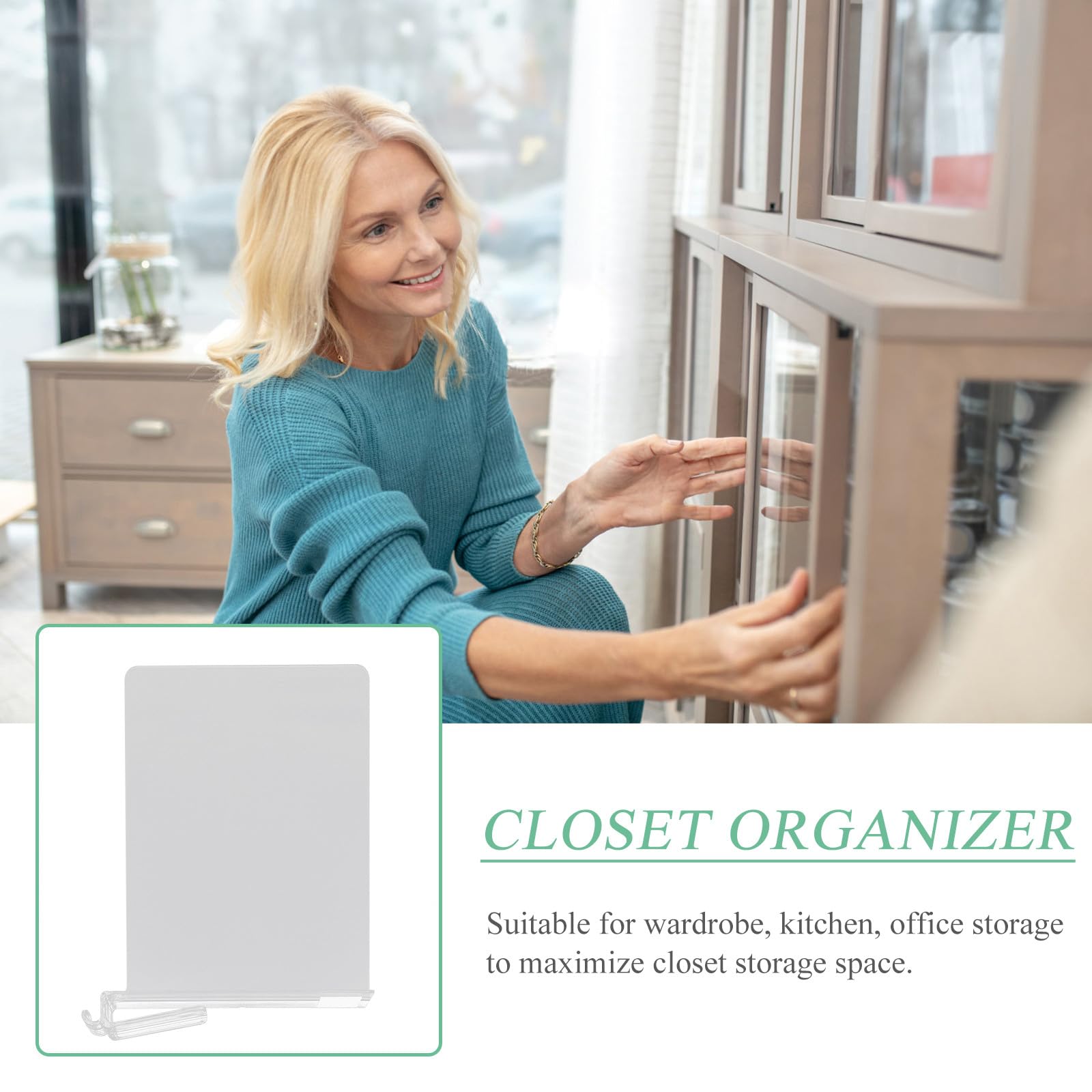 Toyvian Divisores de Armario Transparentes Abs 2 Piezas, Separadores de Estantes para Ropa y Cocina, Organizador de Armarios sin Taladro, Mamparas Divisorias para Estantes y Cajones,