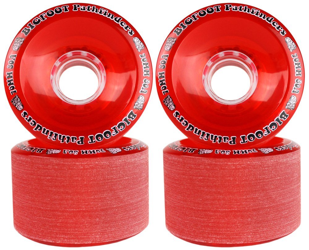 Bigfoot Freeride Longboard Wheels Stoneground Pathfinders, Red 70mm
