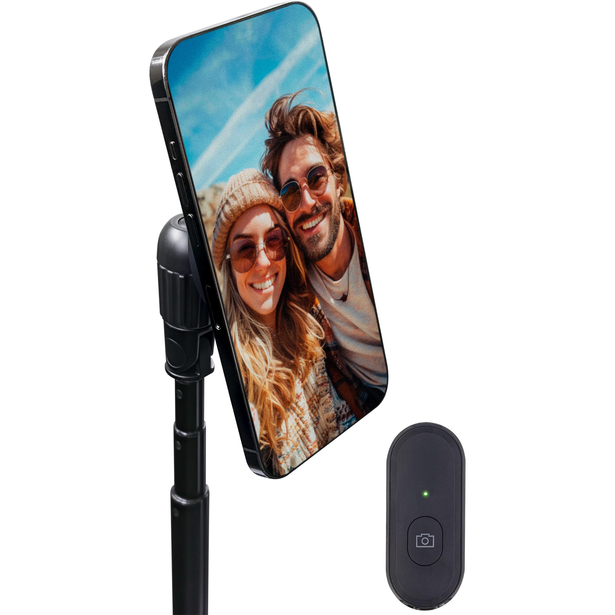 Inline 48091 Trépied magnétique pour téléphone Portable et Perche à Selfie pour Smartphones, Compatible Magsafe, déclencheur sans Fil Bluetooth, télescope, Noir, en Aluminium, 34,5-150 cm