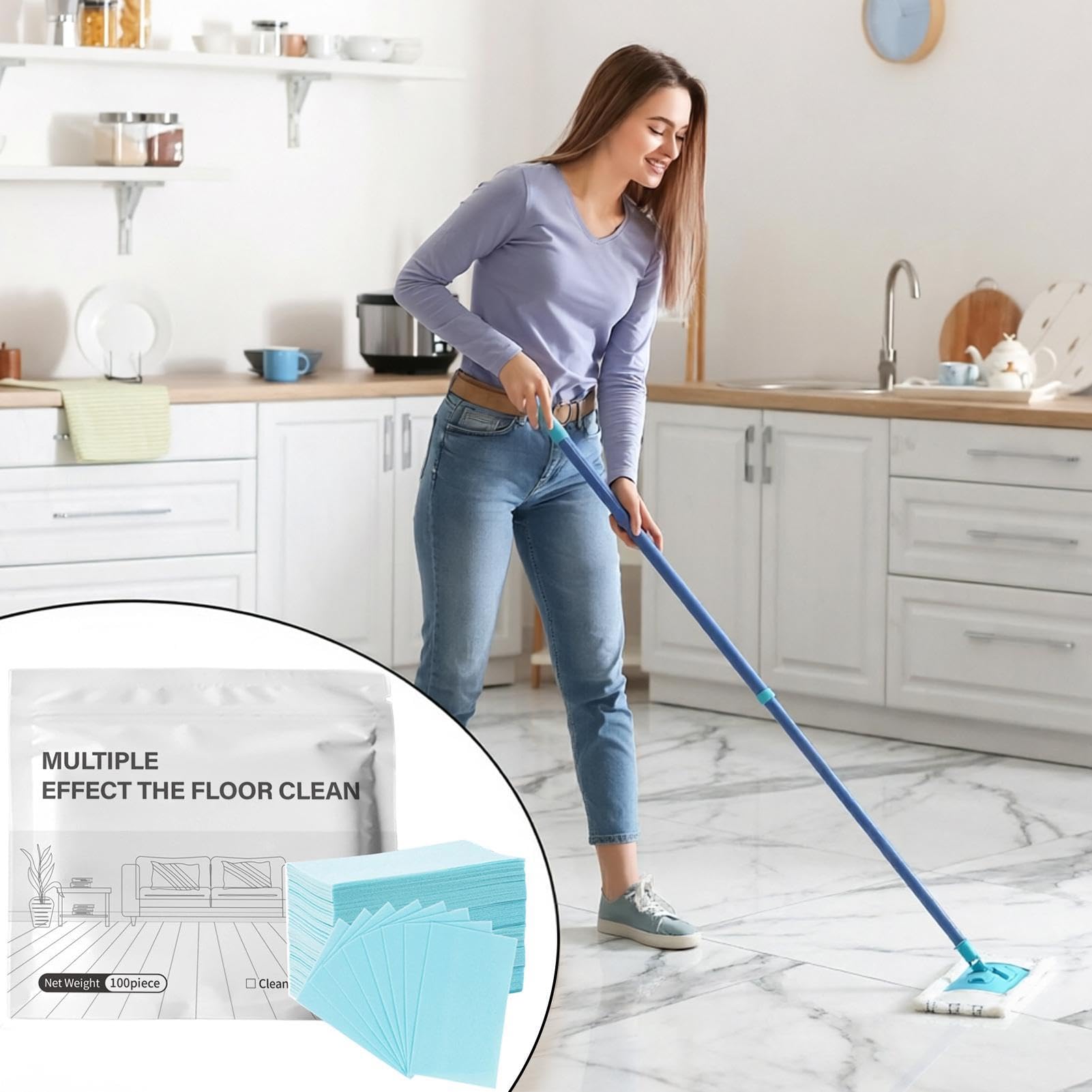 Nettoyant Sol, Nettoyant Pour Serpillière Et Sols, 100 Tablettes Parfumées Puissantes, Solution de Nettoyage de Nettoyage pour Serpillière, Usage Maison Bureau Hôtel Cuisine Commerciale