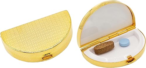 Juego de 2 pastilleros semicirculares de bolsillo y organizador con compartimentos dobles (bloque dorado)