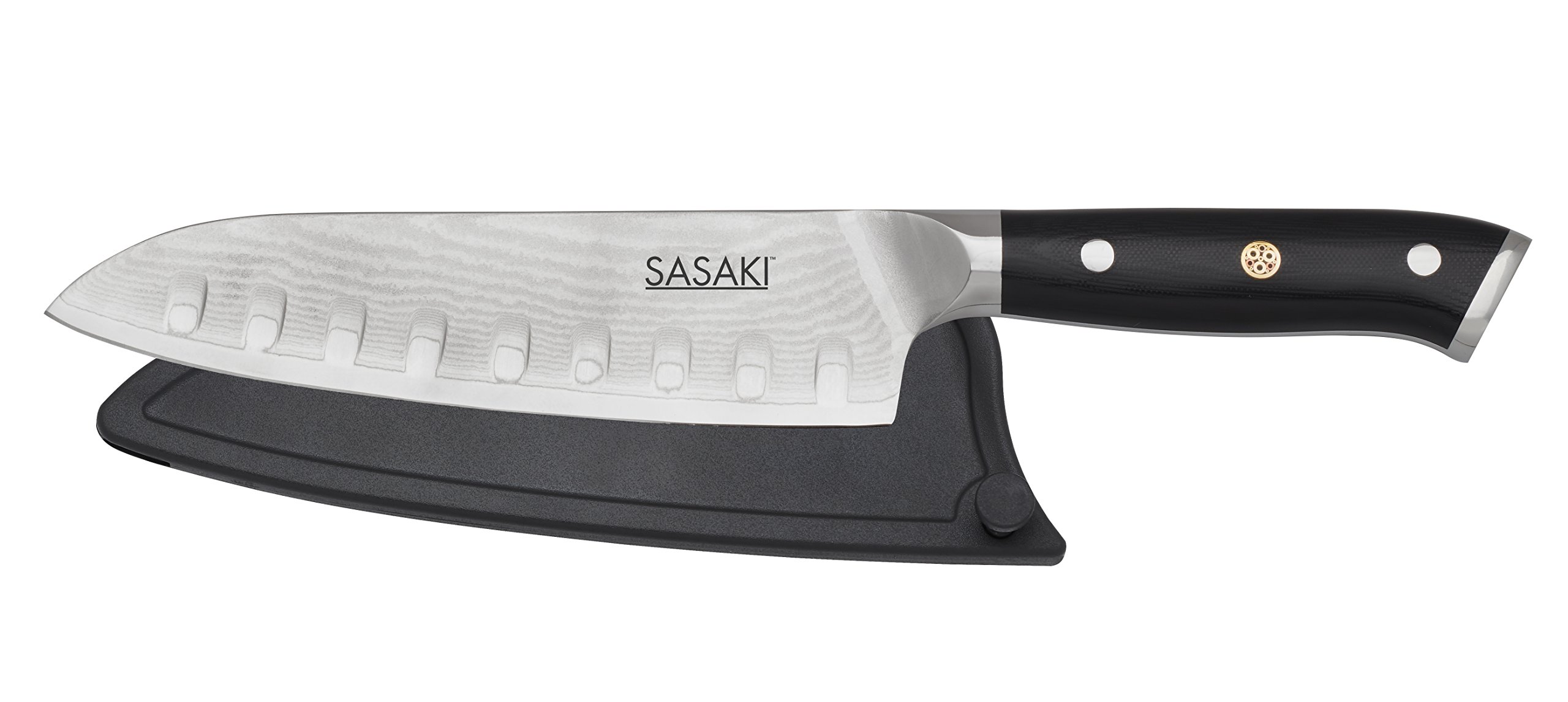 Sasaki5228194 Masuta Japanese AUS-10 Stainless Steel Santoku Knife with Locking Sheath, 7-Inch