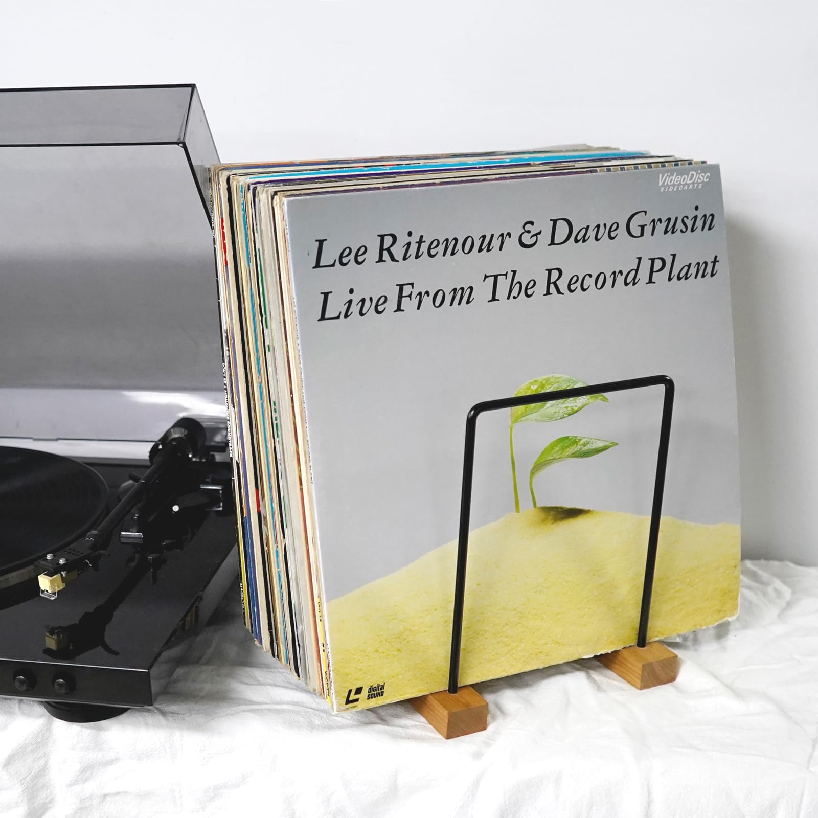 40 LP Vinile Record Storage Solid Cherry Wood Vinyl Record Holder (ferro) | Scaffale di esposizione del record dell'organizzatore della rivista per gli album