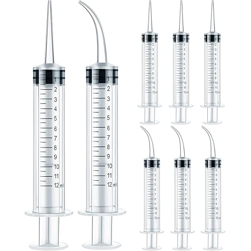 Juego de jeringas de plástico de 04fl oz jeringa dental con punta curva y punta recta jeringa de riego desechable para cuidado bucal alimentación de