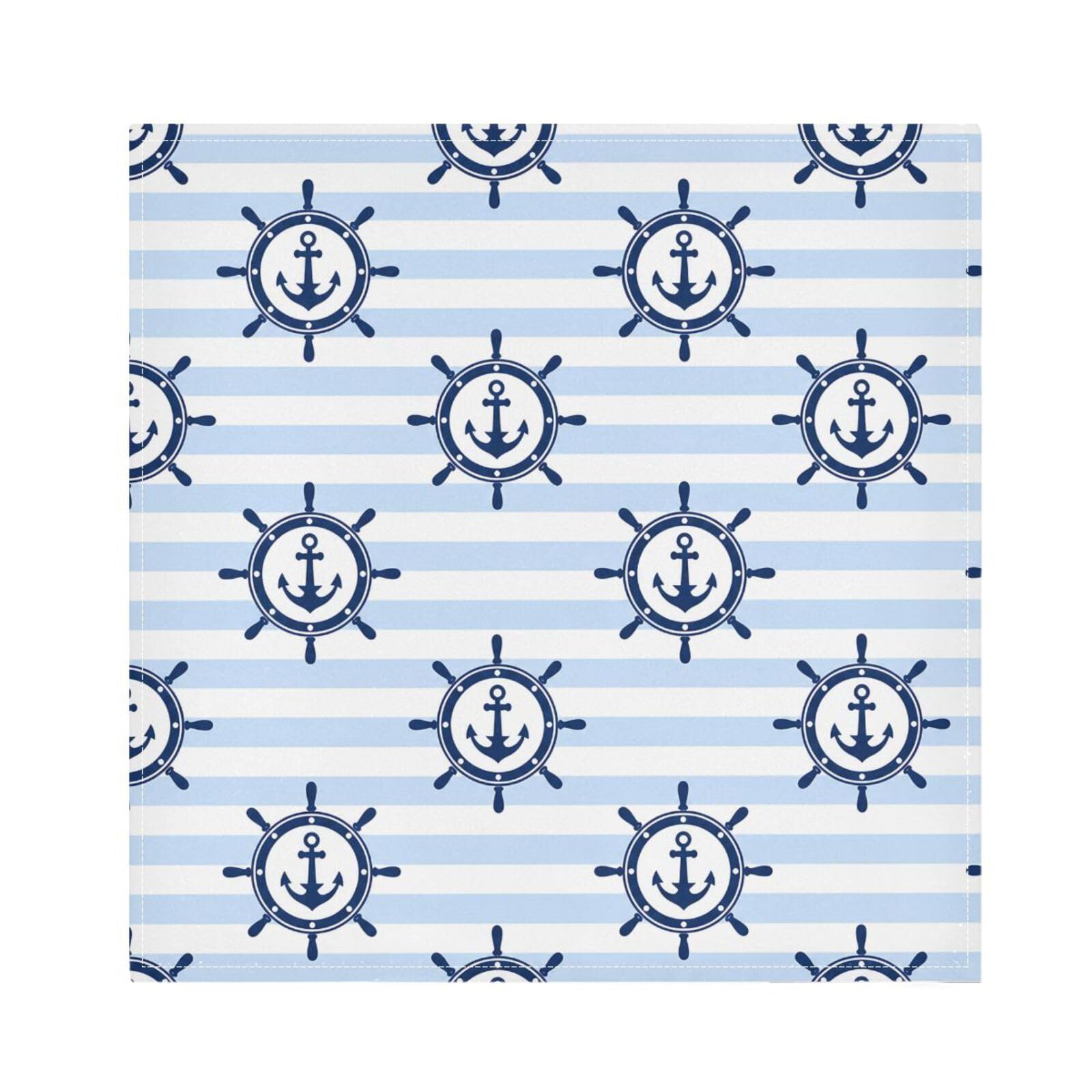 Ttgoth Ship Anchors Rudder Cloth Napkin Set of 4 Washable & Reusable Dinner Napkins for Dining Table, Banquets, Wedding, Party, 50x50 cm