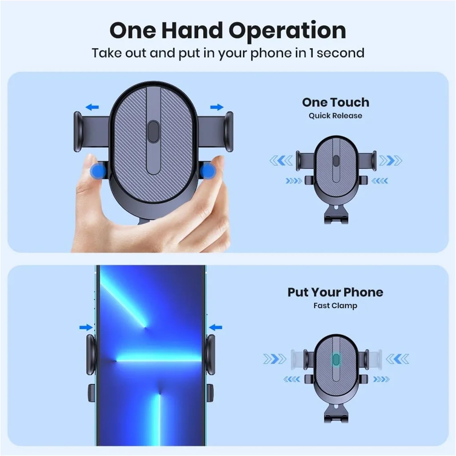 Uniwersalny grawitacyjny uchwyt samochodowy na telefon samochodowy klips na kratkę wentylacyjną uchwyt na telefon komórkowy stojak na telefon komórkowy(Blue)