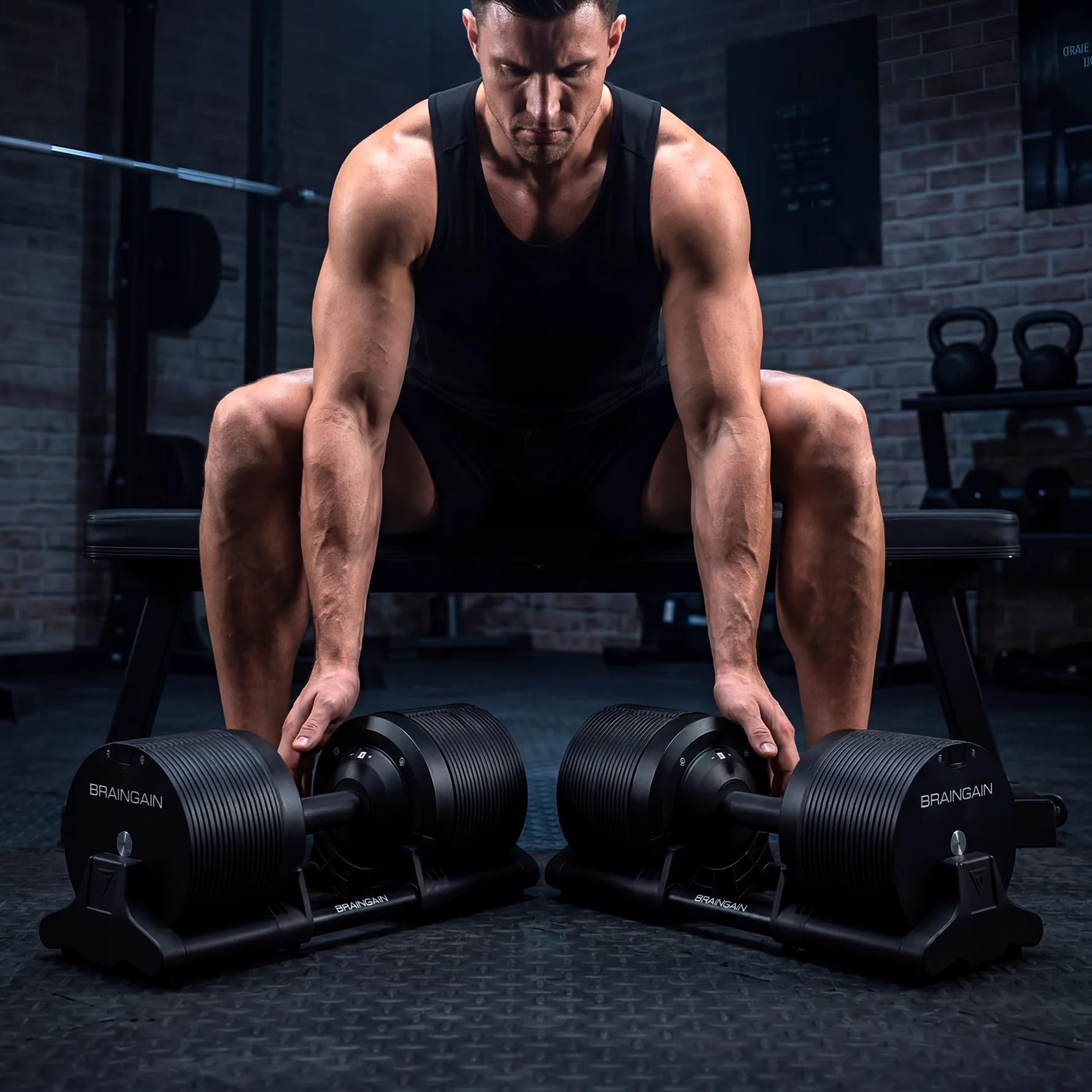 BRAINGAIN Manubri Regolabili 40 kg Coppia, SmartBells Ninja, 38 in 1